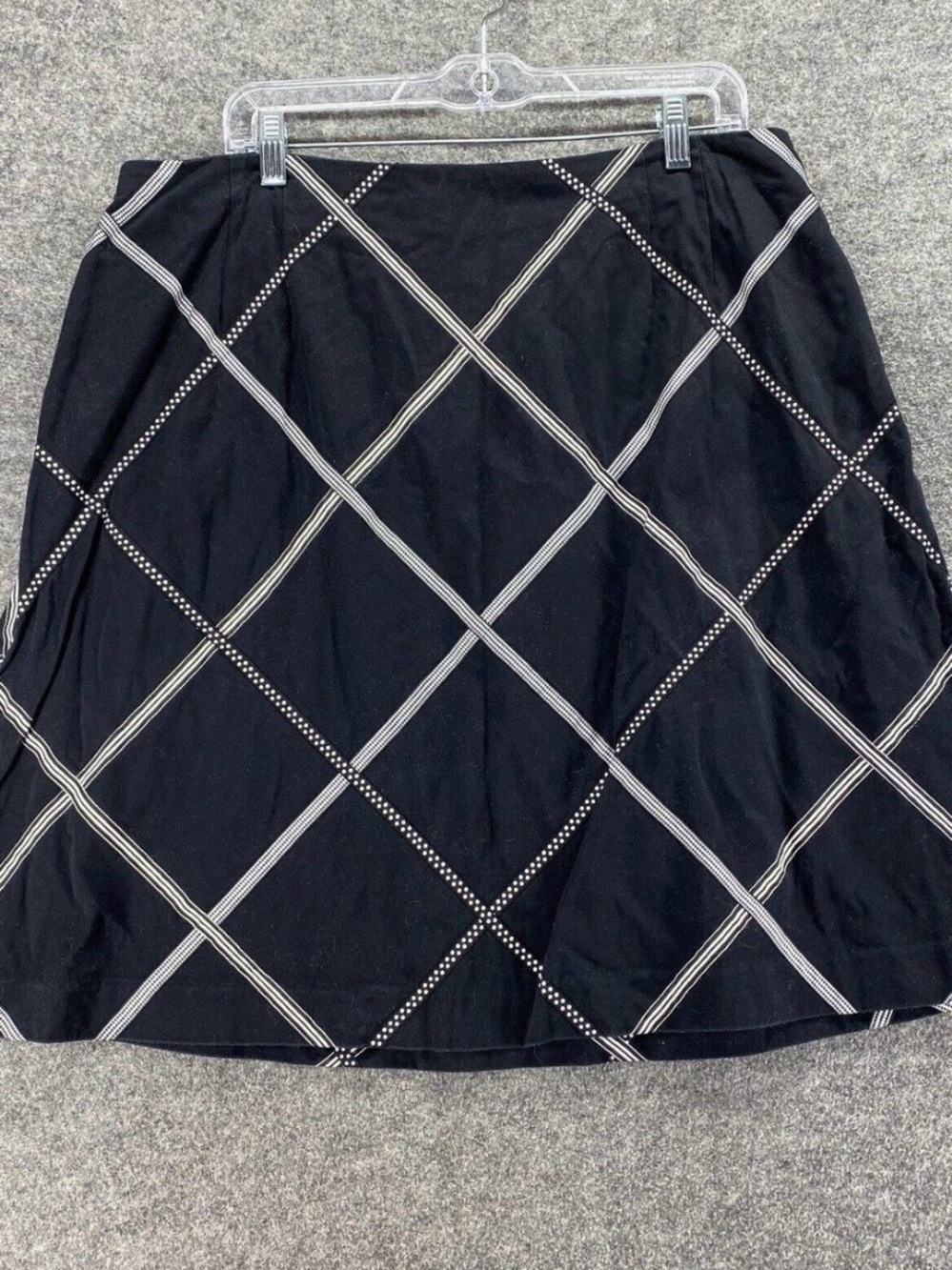 Talbots Skirt Women 20W Plus Black Geometric A-Line Midi Zipper Mid Rise Stretch